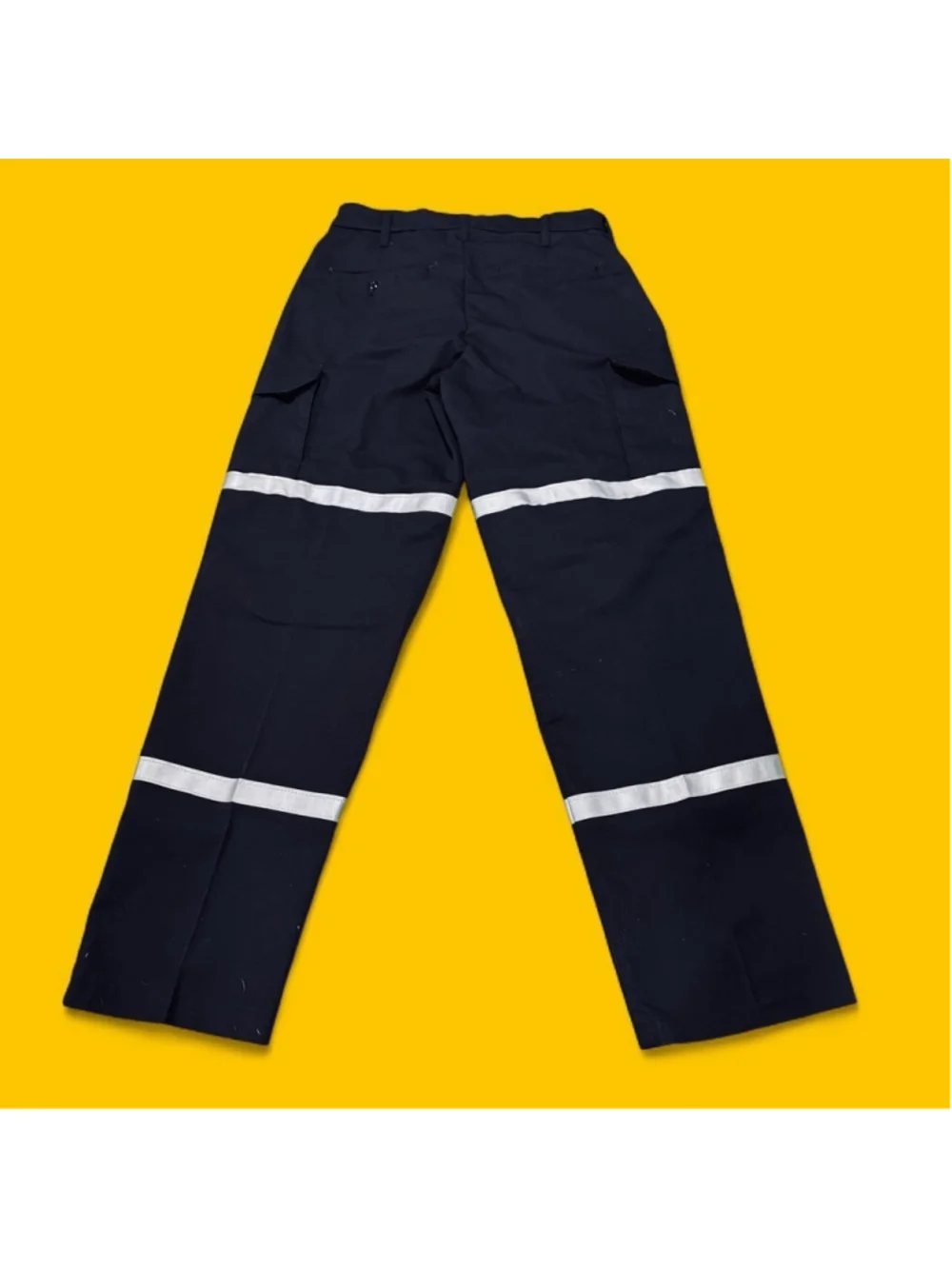 SofTwill UniFirst Work Pants Men 32x32 Black Reflective Hi Vis Safety Cargo EUC